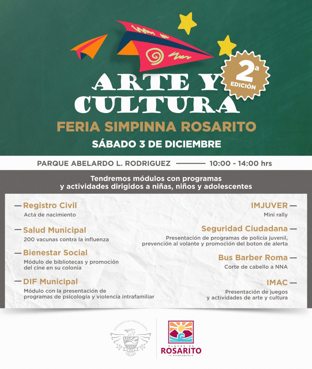 Invita Gobierno de Rosarito a participar en “Segunda Feria SIMPINNA Rosarito Arte y Cultura”