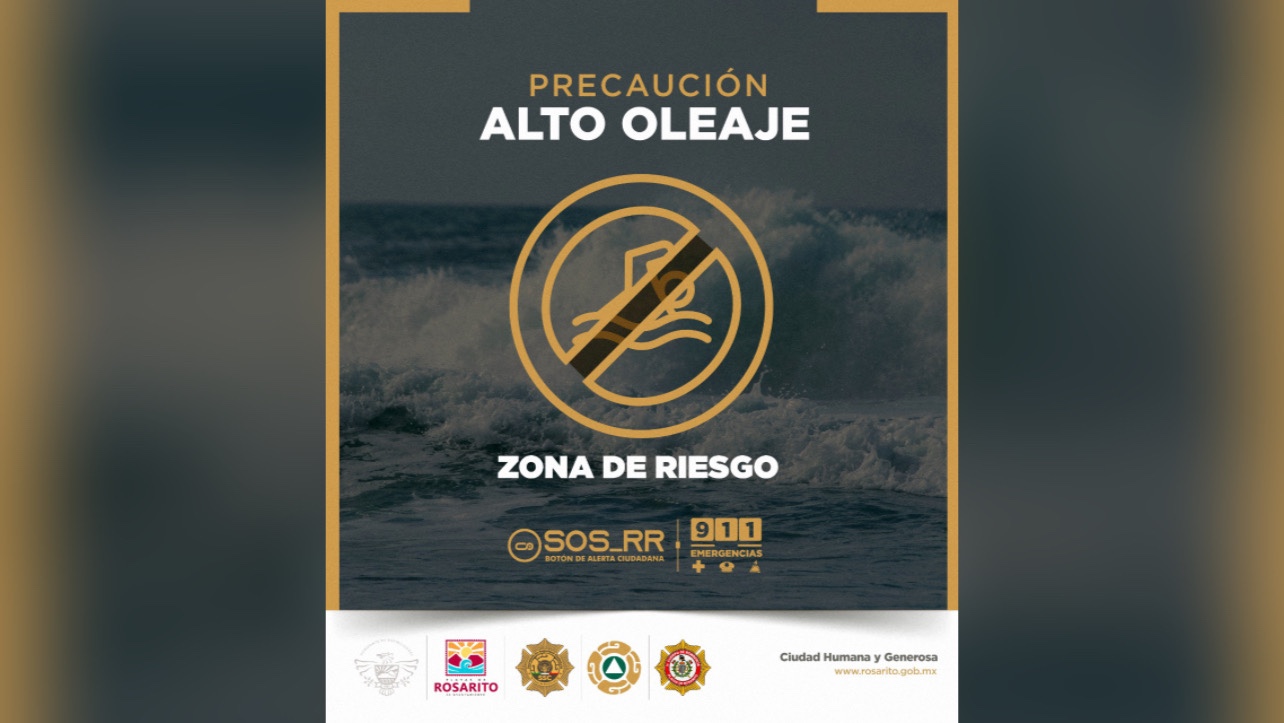 Alertan por alto oleaje en Playas de Rosarito