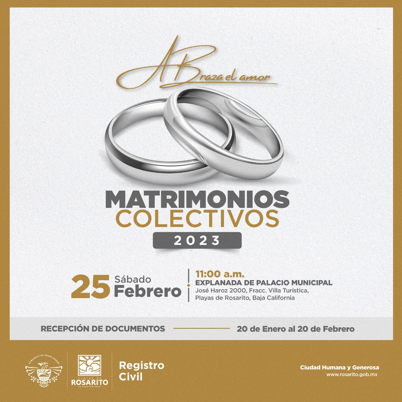 Invitan a participar en ceremonia de Matrimonios Colectivos 2023 en Rosarito