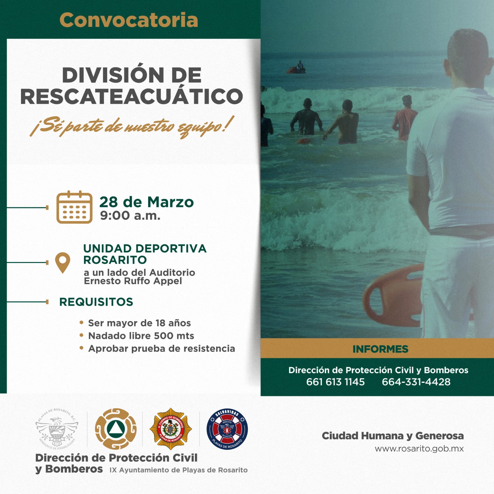 Gobierno Municipal de Rosarito invita a formar parte de la División de Rescate Acuático