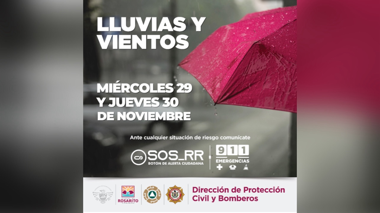 Alerta Meteorológica en Rosarito: Lluvias y Vientos, Advierte Gobierno