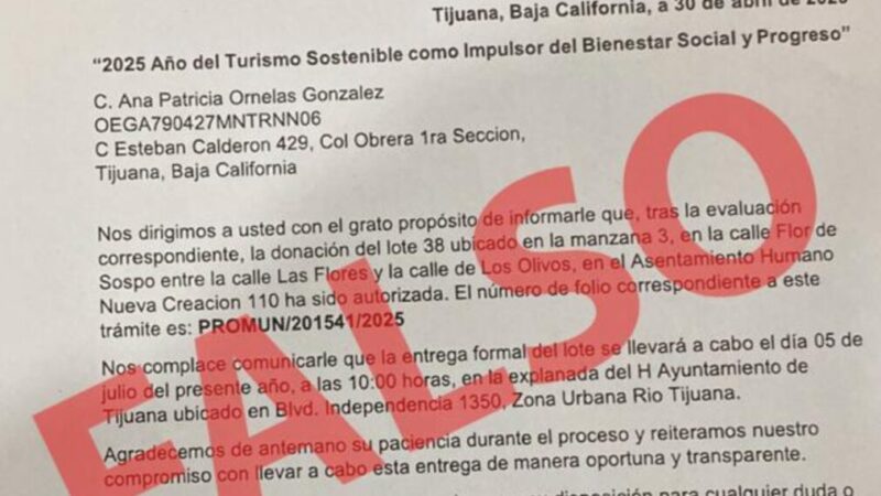 Advierte Ayuntamiento de Tijuana sobre fraudes relacionados con supuesta donación de lotes
