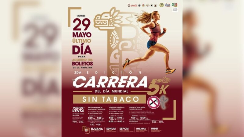 Invitan a registrarse en la Segunda Edición de la Carrera 5K por el Día Mundial Sin Tabaco